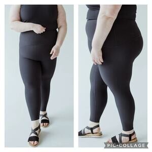 Spanx Booty Boost Contour Rib 7/8 Leggings Black Plus Size 3X